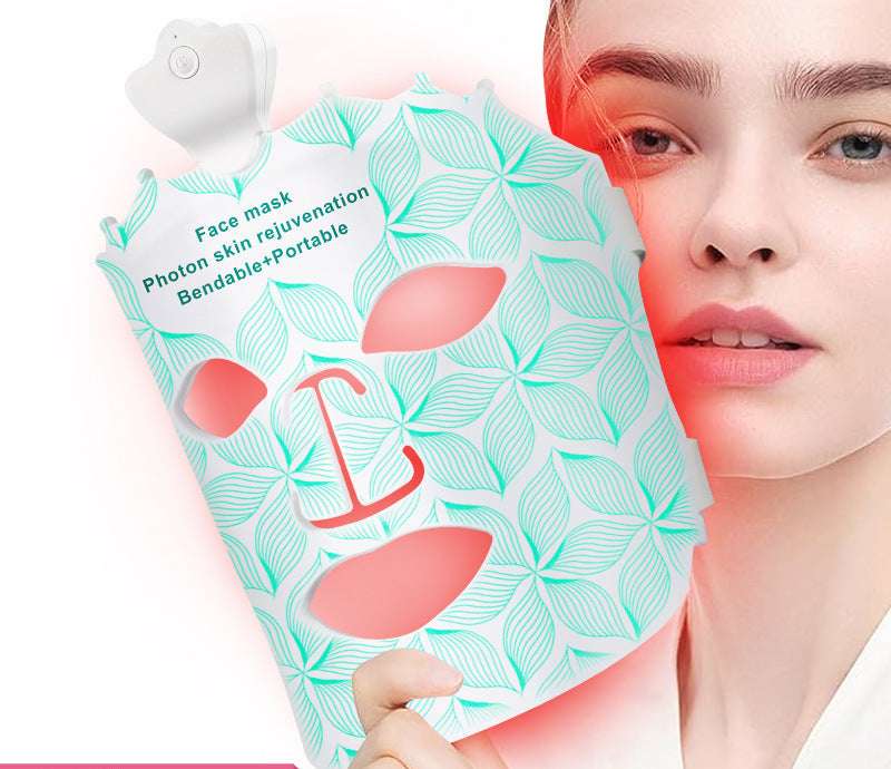 Cross-border New Red And Blue Light Row Lights Colorful Photon Skin Rejuvenation Spectrometer Mask Instrument Light Application Led Beauty Mask